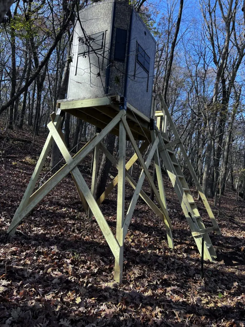 An elevated hunting blind