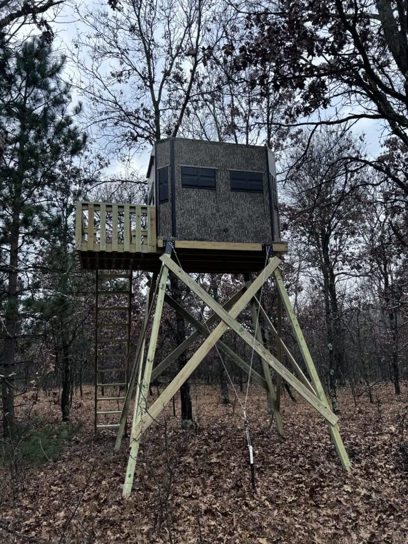 A hunting blind in the forest