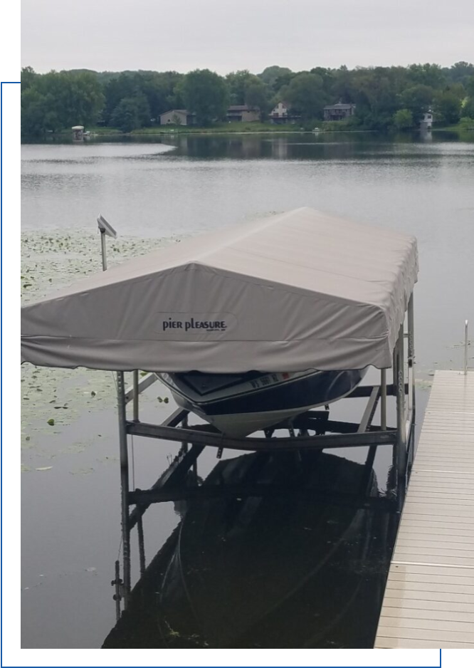 A boat on a dock.